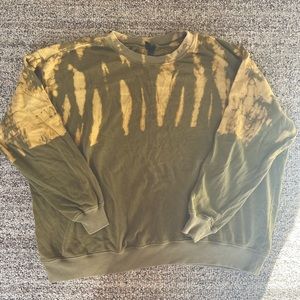 Green and yellow tie-dye long sleeve crew neck